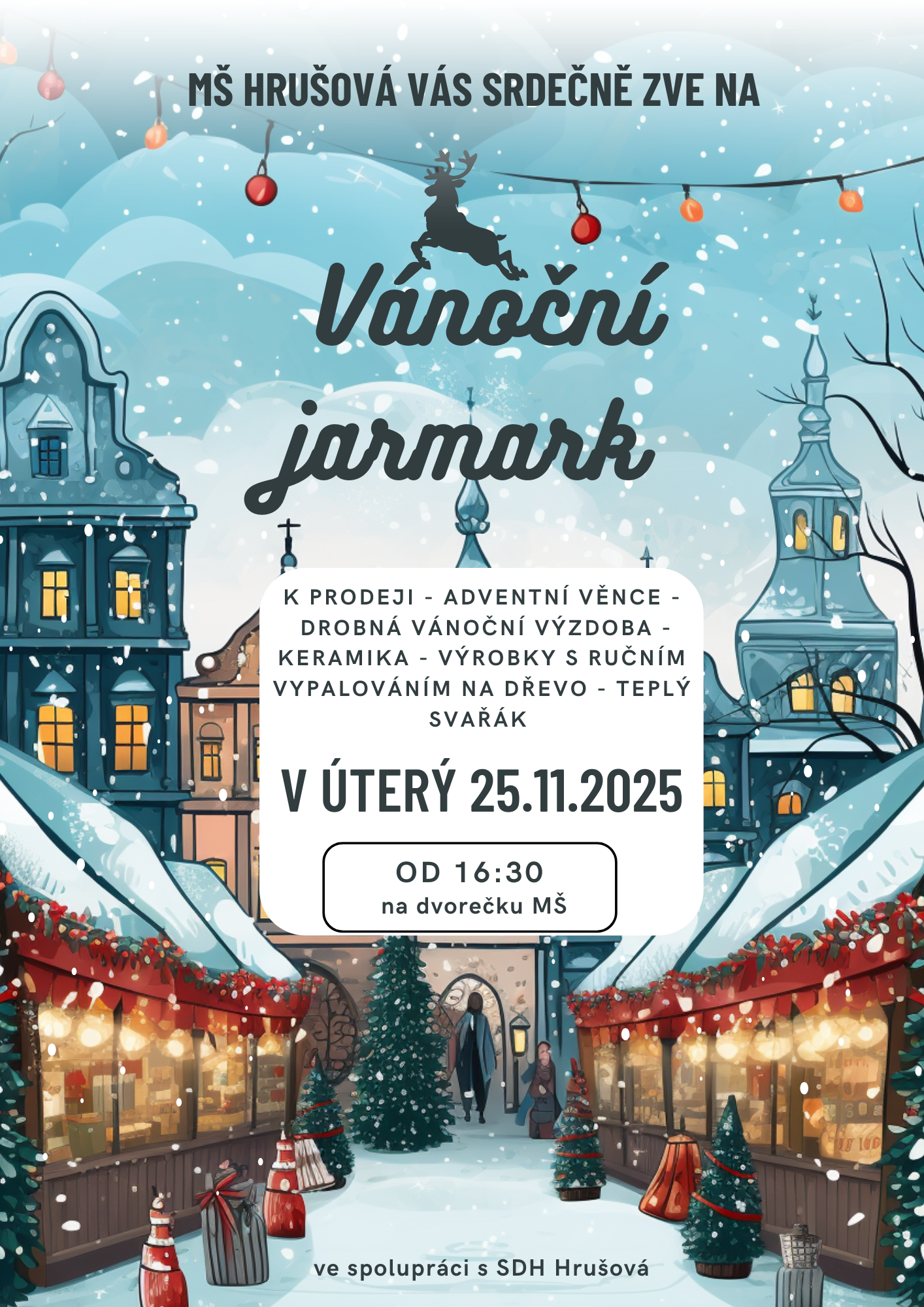 White and Blue Illustrated Christmas Market Sale Poster